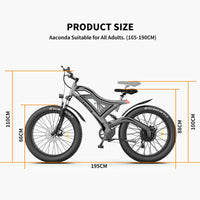 AOSTIRMOTOR 750W S18 Electric Mountain Bike 48V 15Ah Ebike 26Inch 4.0 Fat Tire Bicycle Beach Cycling For Aldult