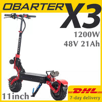 OBARTER X3 Electric Scooter 48V 2400W 11 Inch Tire Folding Electric Scooter 70KM/H Dual Motor Electric Motorcycle EU Warehouse