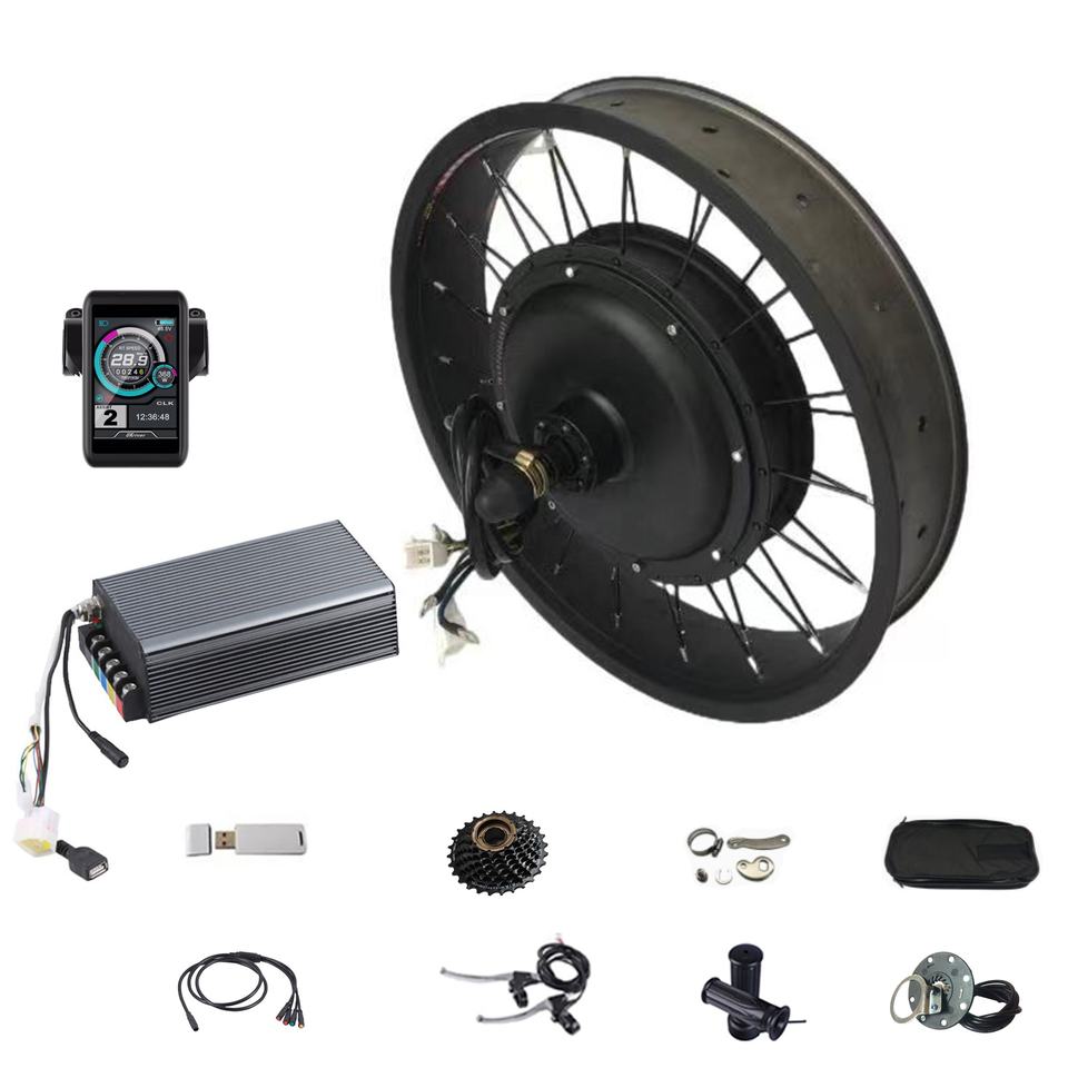 NBPower 3000W Waterproof Ebike Conversion Kit  60V 72V  20 26*4.0inch 100mm Width Wheel Hub Motor Bicycle Electric Bike Conversion Kit