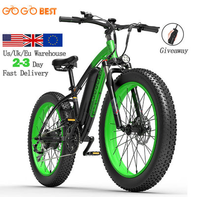 GOGOBEST Electric Mountain Bike 1000W Mid Drive Folding E-Bike with 26 Inch Fat Tire and Rear Shock for Off-Road Adventures and Snow Riding