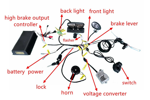 NBpower Electric Bike 24/36/48V/60V Headlight Front Tail Rear Lights LED Lamp Flashing Spotlight Headlamp Cycling