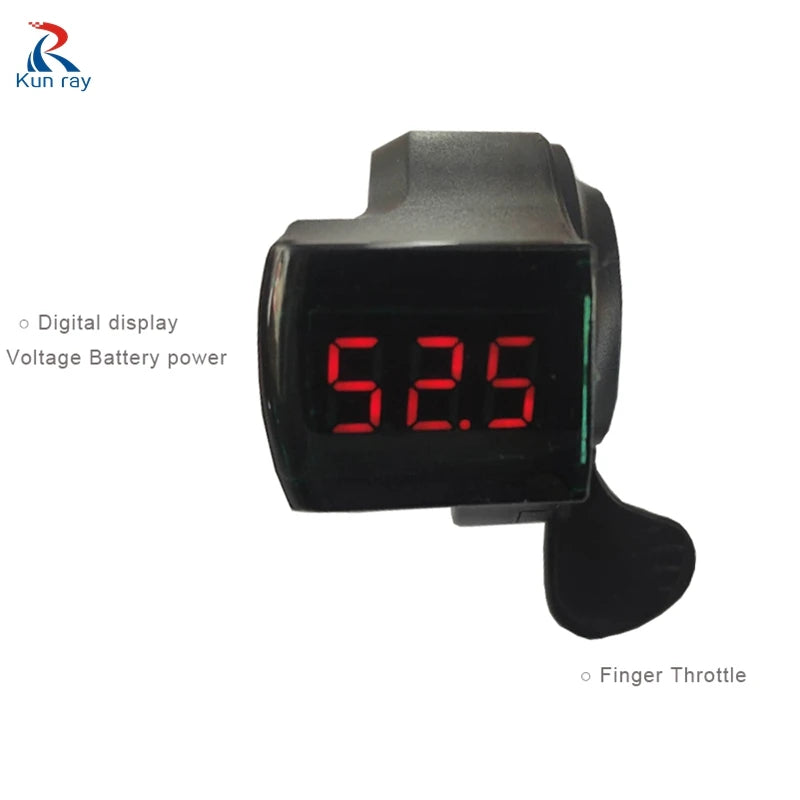 E Bike Thumb Throttle 12V/24V/36V/48V/60V/72V LCD Digital Battery Voltage Display Electric Scooter Finger Throttle Multifunction