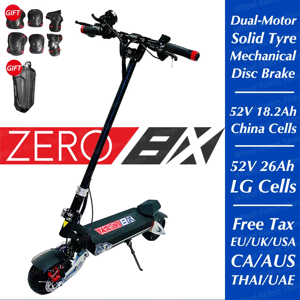Original Zero 8 X Scooter 52V 18AH Electric Scooter 8inch 800W*2 Top Speed 55km/h Battery  40-60km ZERO 8X