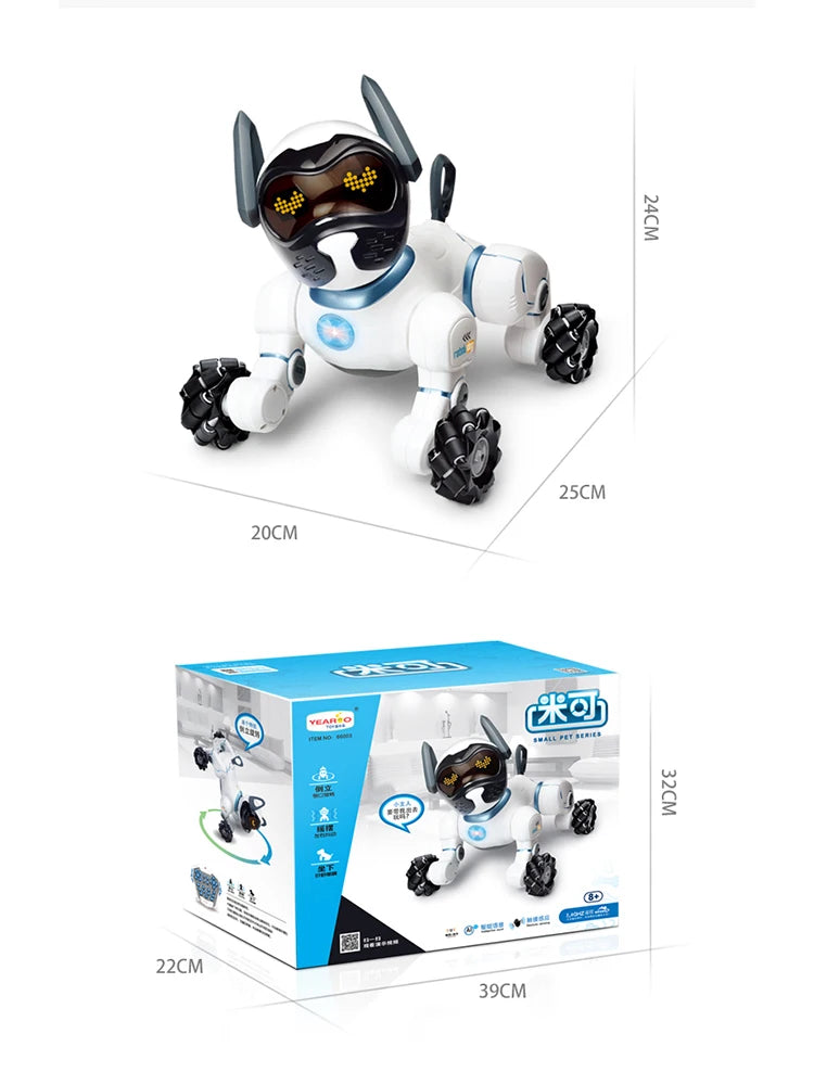 Robot Dog 2.4GHz Remote Control Touch Voice Control Intelligent With Music Song RC Stunt Dog Toys