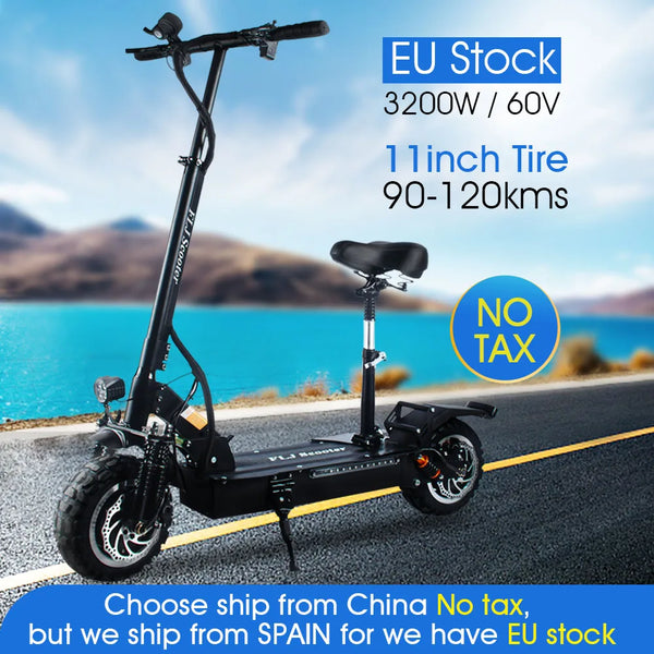FLJ Upgrade 3200W Dual Motor E Scooter with 80-130kms range Europe Stock Kick Scooter e bike bicycle Road Tire electrico scooter