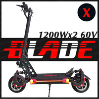 Blade X Electric Scooter 60V Dual Motor 2*1200W Top Speed 75km/h 10*3 inch Wide Tire BladeX E-scooter Blade10 Skateboard 60V