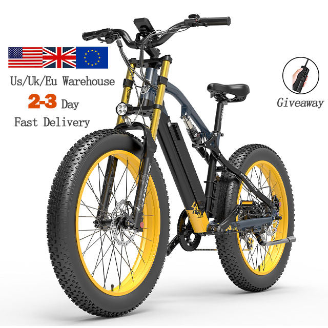 Lankeleisi RV700 26" Inch Electric Mountain Bicycle - 1000W Motor Off-Road Fat Tire Bike with 48V 16Ah Lithium Battery for Mountain Sport and Dirt Riding