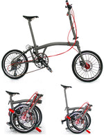 Titanium Alloy Folding Bike Titanium Alloy Iron Gray 16inch 8 Speed Folding Bike