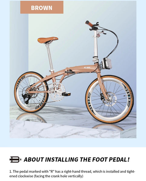 KOSDA 22 inch aluminum alloy variable speed portable ultra-light retro men's and women's disc brake folding bicycle