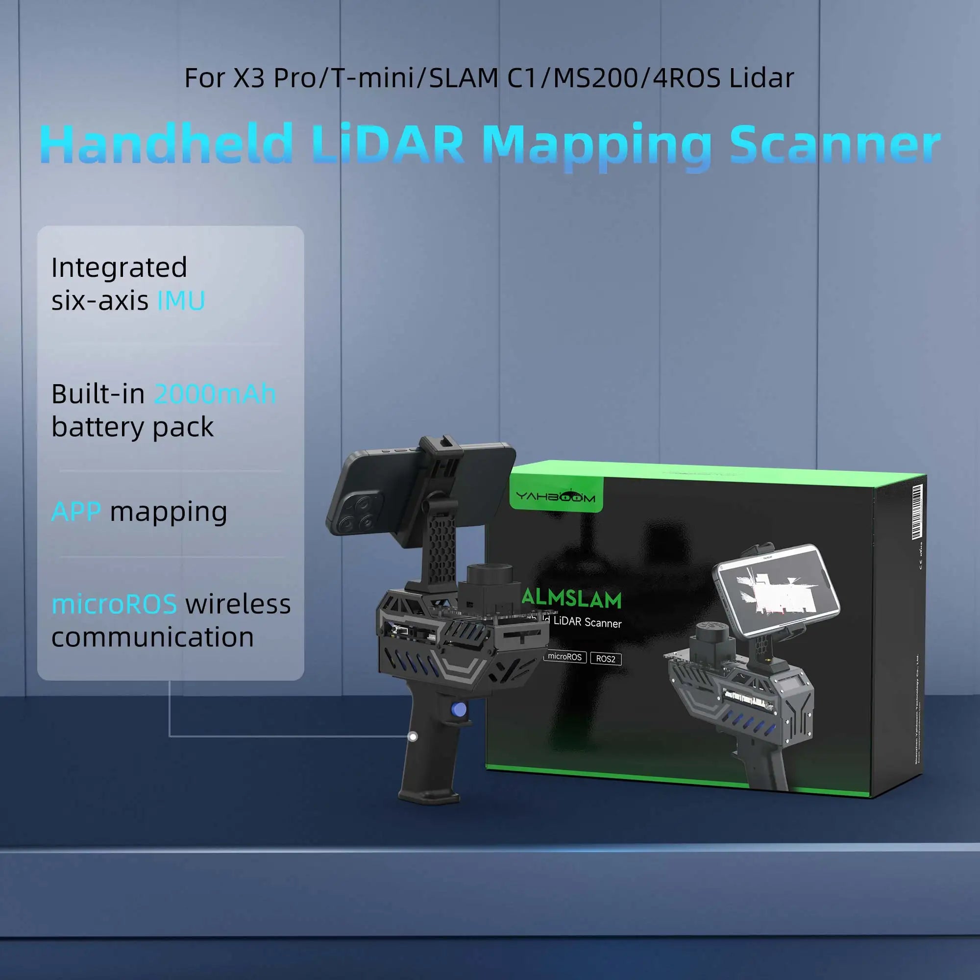 Yahboom PALMSLAM Handheld LiDAR Scanner Kit with Holder Support