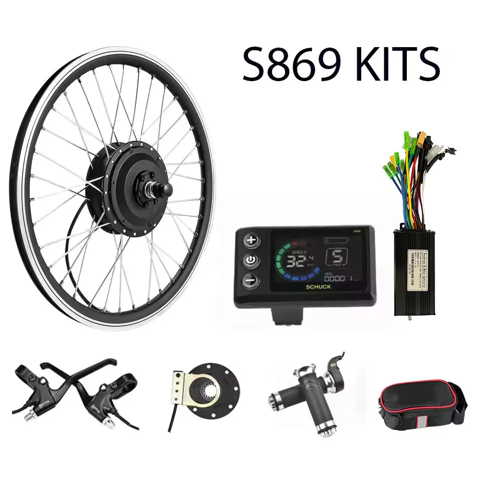 36V/48V 500W Electric Bike Conversion Kit - Front & Rear Geared Hub Motor Wheel
