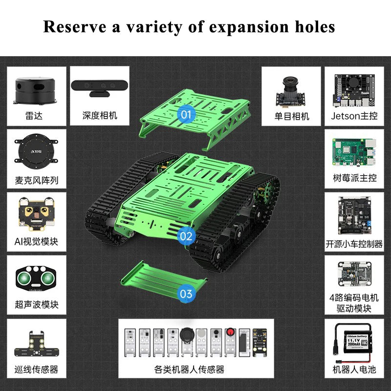 5KG Load Metal Tank Chassis with 8V DC Encoder Motor Intelligent Car Tracked Vehicle ROS Chassis Robot Chassis Metal Motor