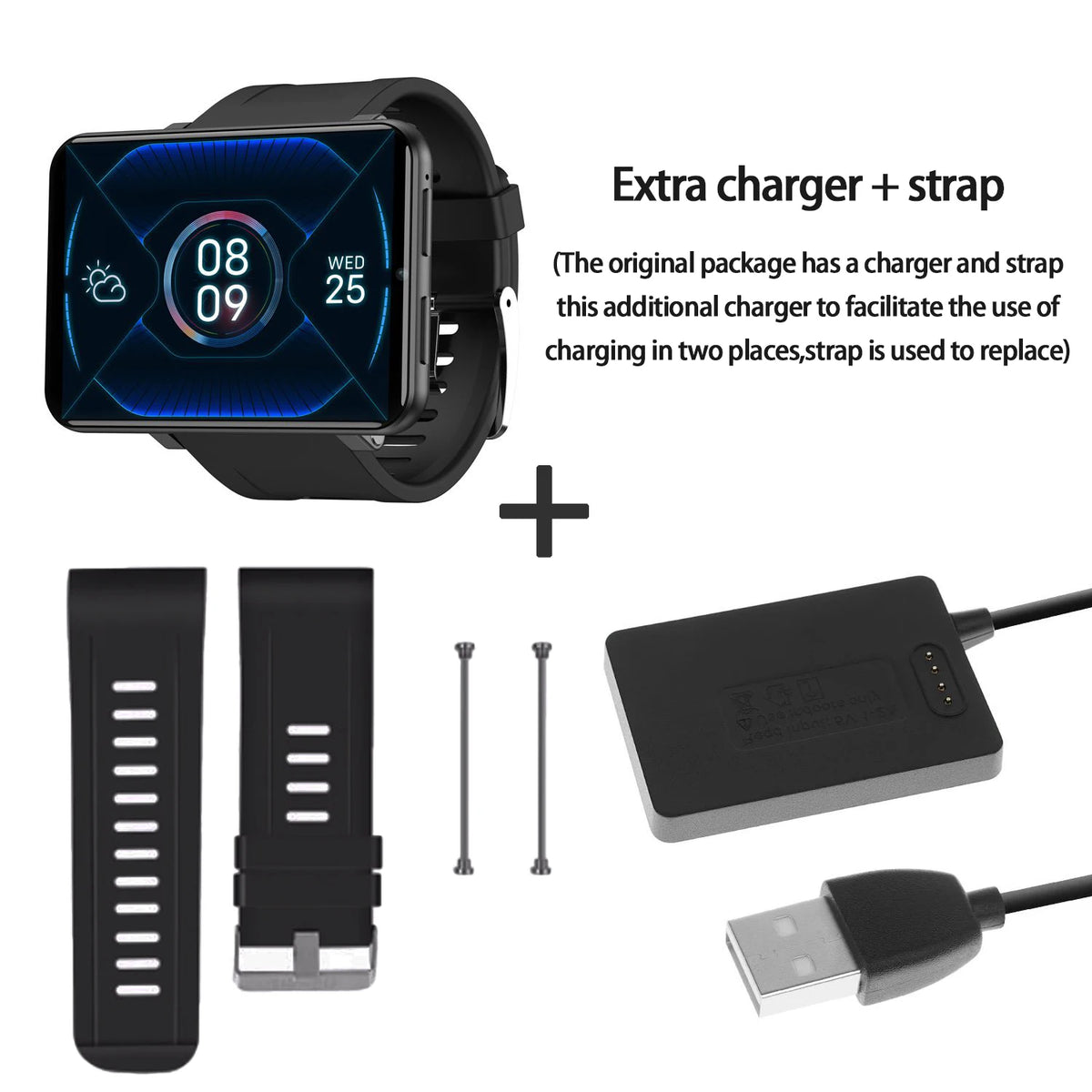 Rainbuvvy DM100 4G LTE Smart Watch Android 7.1 3GB RAM 32GB ROM 5MP Camera IPS 2700mah Battery 2.86 inch Touch Screen Smartwatch