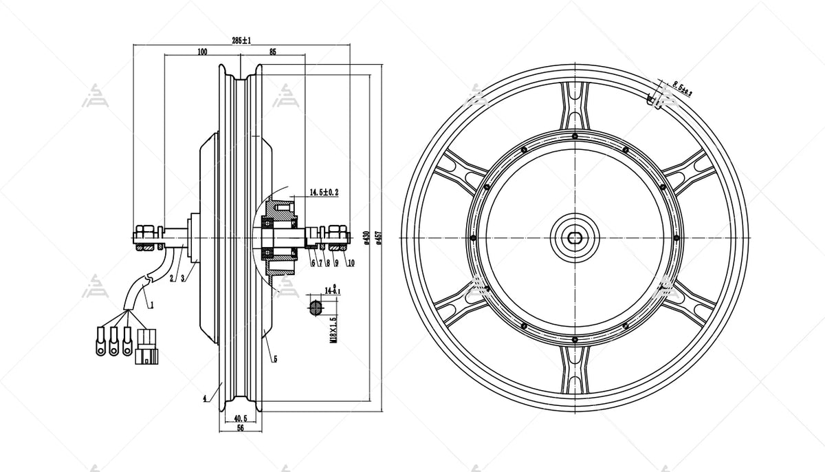 SiAECOSYS QSMOTOR 17x1.6inch 2000W 72V 70kph Hub Motor with EM80GTSP Controller and Kits for Scooter