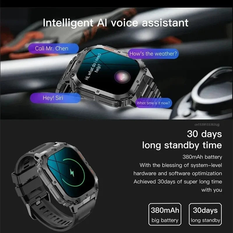 Gaines Smart Watch K61 Pro Men Bluetooth Call 1.96inch AMOLED Screen Compass AI Voice Health Monitor Sport Fitness Tracker Smart