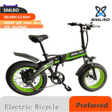 20 Inch Folding Mountain Ebike: SMLRO New S9 Bicycle Electric Bike with Aluminum Alloy Shock Absorbing Frame and 7-Speed Road MTB