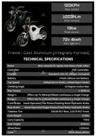 SiAECOSYS Electric Motorcycle 72V 120KPH High Power Cast Aluminum Integrally Formed Frame MT with 4Kwh Lithium-Ion Battery