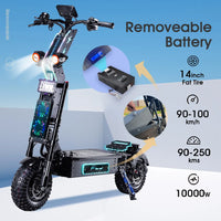 FLJ Top One X14 10000W Electric Scooter with 14inch Off Road Removeable battery Kick Scooter Electric Scooter