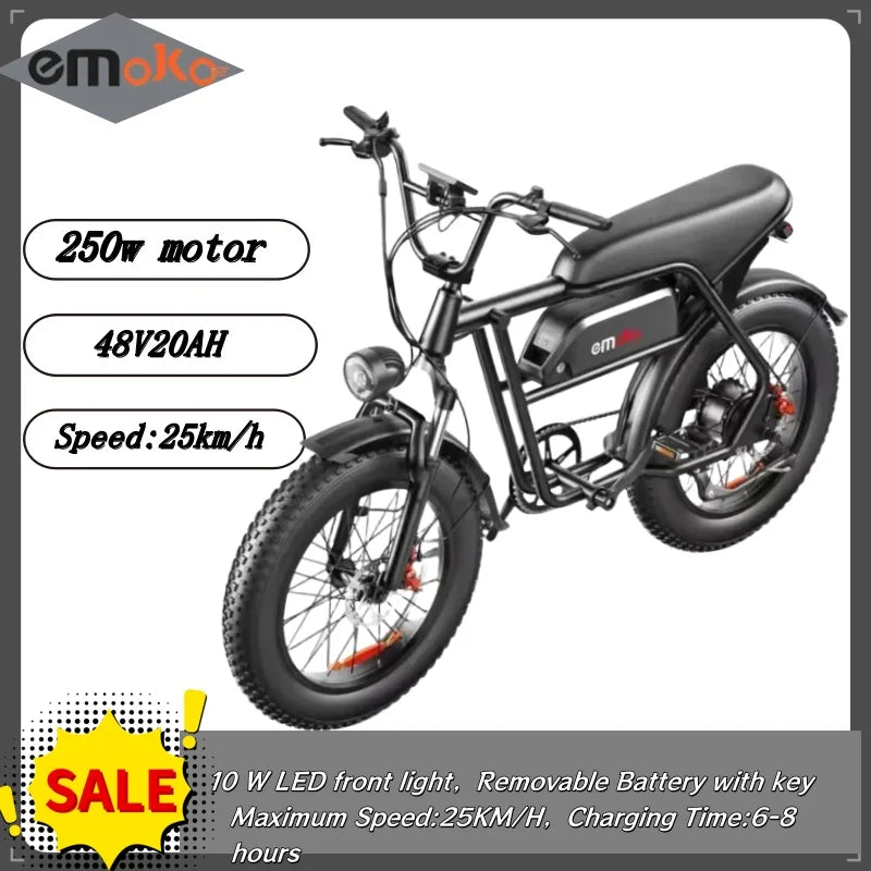 EMOKO C99 20 Inch Fat Tire Adult Electric Bicycle is 250w 48V 20ah Mountain Electric Bike and Outdoor Entertainment  E Bike