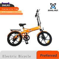 Foldable Electric Bicycle: SMLRO z20 Alloy Aluminum E-Bike with Shimano 6-Speed Gear System and 20-inch Pneumatic Tire for City Commuting