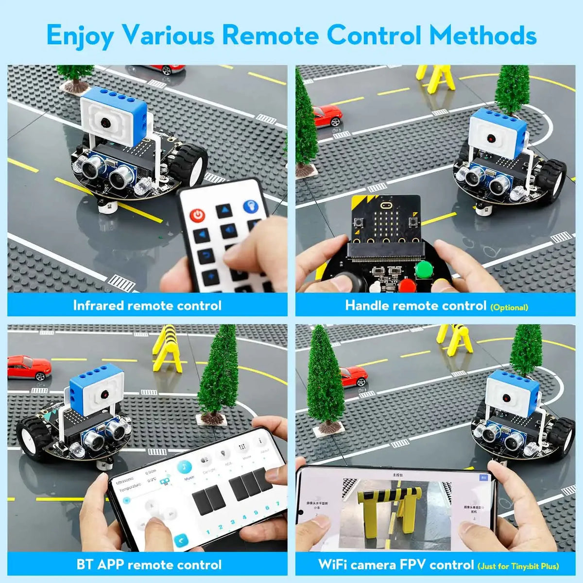 Microbit Tiny:bit Plus Smart Car ESP32 WIFI Camera Module AI Visual Robot Support MakeCode/Python Program FPV Remote Control