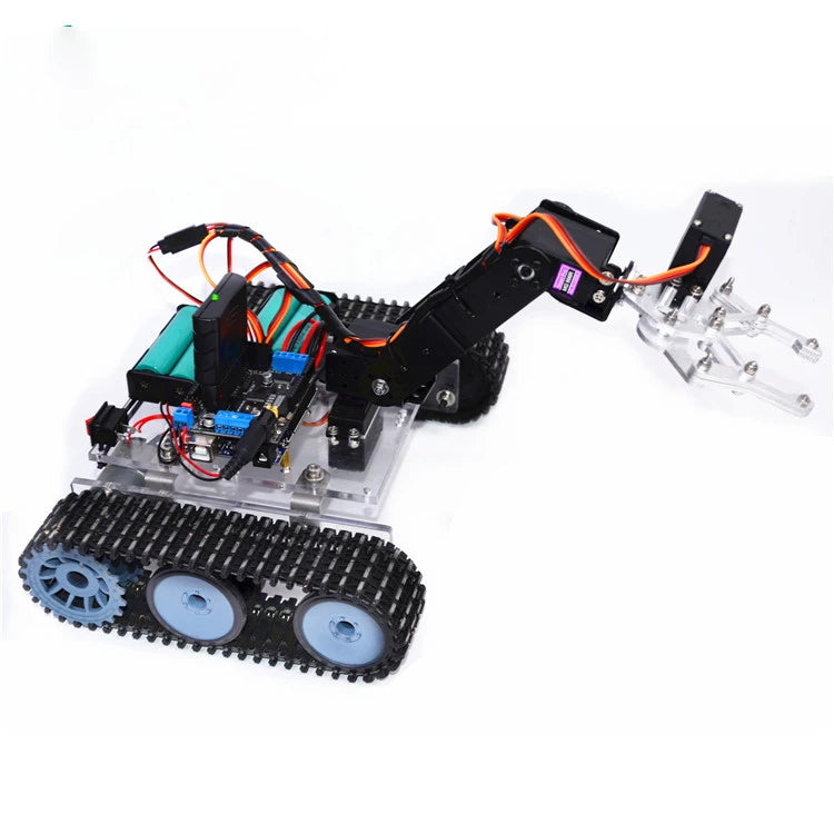 4 Dof Robotic Arm with RC Tank For Arduino Robot DIY Kit Acrylic Ps2 Remote Control Tank MG996 Robot Arm Programmable Robot Car