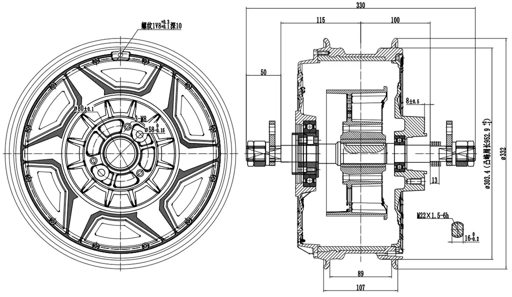 SiAECOSYS/QSMOTOR 12*3.5inch 268 80H 20kW 72V Powerful Racing Hub Motor for High Speed Electric Motorcycles
