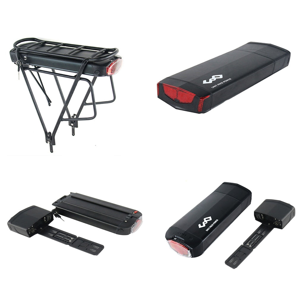 Electric Bicycle Rear Rack Battery with LG 18650 21700 Battery Cells - 36V/48V 12Ah/13Ah/15Ah Lithium Battery for Ebike Motors up to 1000W