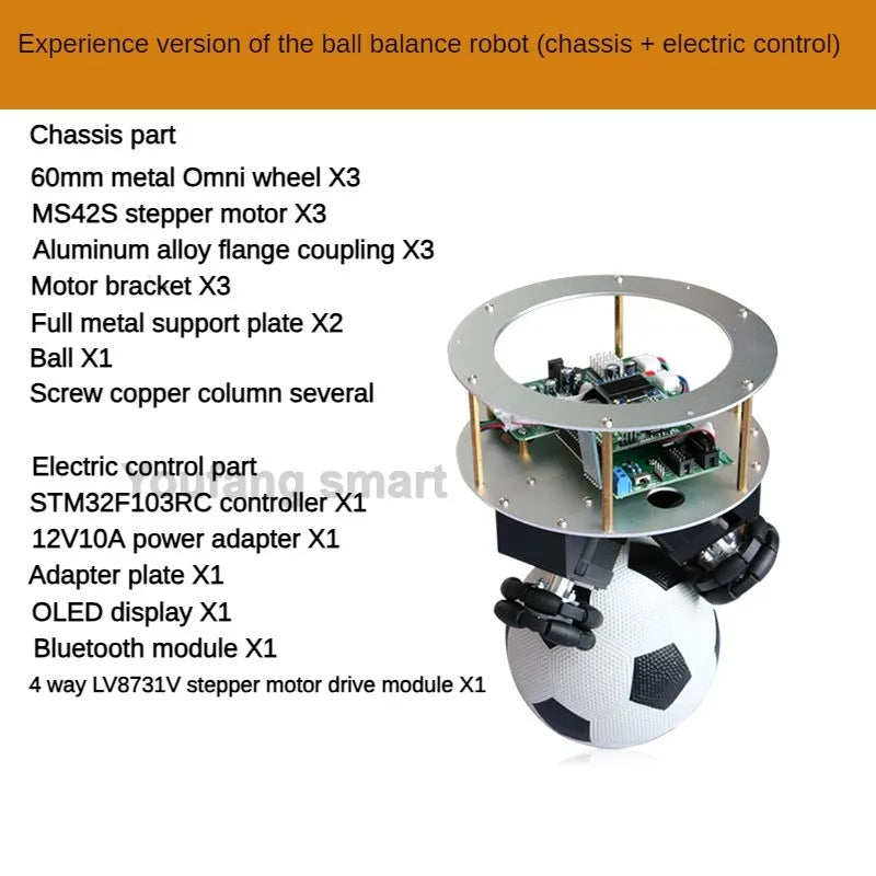Ballbot Ball Balance Robot Self-Balance Robot Kit for STM32 Programmable Robot App Parameter Adjustment And Wheel Group Module