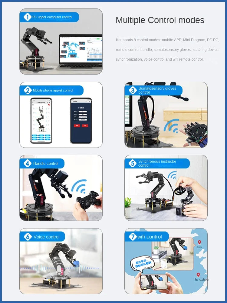 6 DOF Robotic Arm with Metal Claw MG996R 180 Degree Rotating Base for STM32/For Arduino Robot DIY Kit Programmable Robot Arm