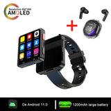 XUESEVEN KOM88 4G SIM Card Smart Watch Android 11.0 OS WIFI 2.64 inch Big Screen 500W Dual Camera GPS 1200mAh Battery Smartwatch