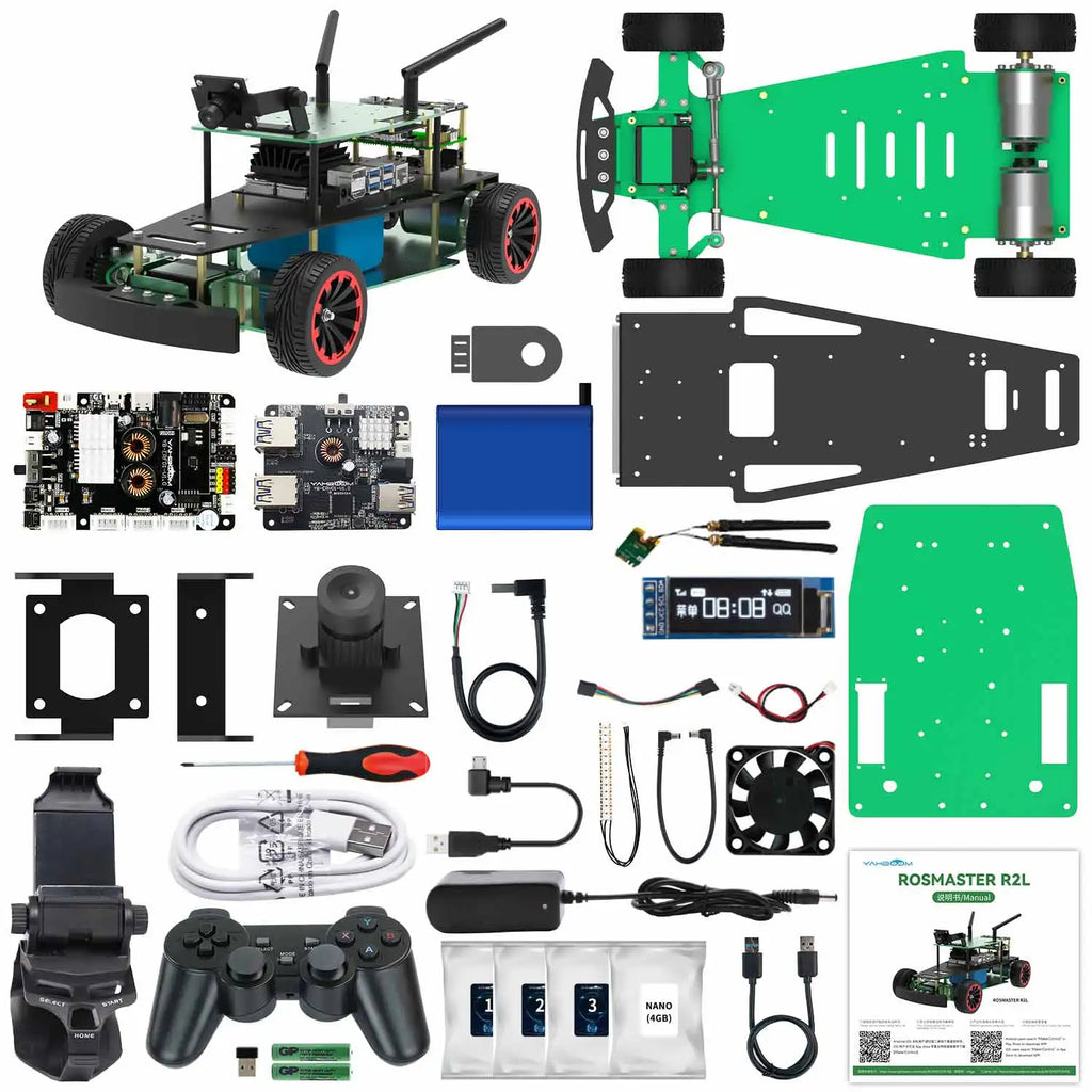Yahboom Ackerman Structure R2L ROS Robot Car Python Coding for Jetson NANO 4GB Support Model Training Autopilot
