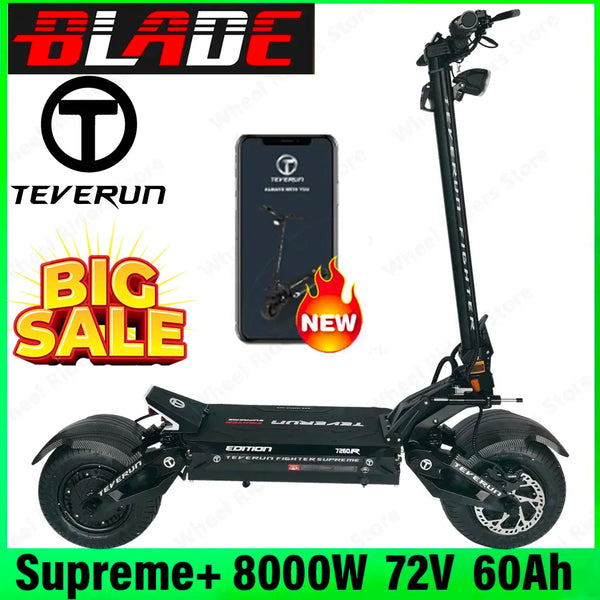 Newest TEVERUN Fighter For Supreme+ 2500W*2 DualMotor 72V 60Ah Battery 13inch Tire Max Speed 110km/h TFT Display Oil Brake