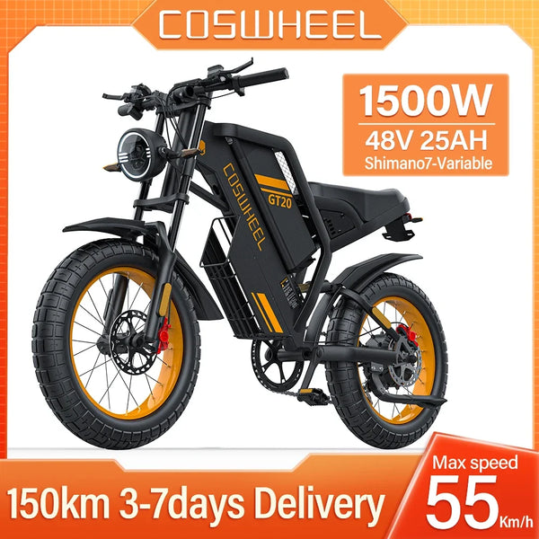 Coswheel Electric bike Motorcycles Mountain bikes Electric motorcycle 20 Inch Fat tire e bike 48V biycles  Road Ebike electric dirt bike