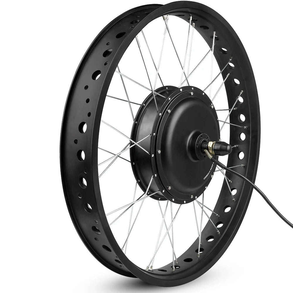 48V 1000W-1500W Fat Tire Electric Bike Conversion Kit - Waterproof Rear Hub Motor (20", 26" × 4.0")