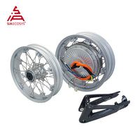 QSMOTOR 273 8000W V3 72V 120kph Spoke Hub Motor with 17x4.5inch Moped Wheel Rim with 17x3.0inch Front Wheel and Swingarm