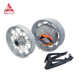 SiAECOSYS 273 8000W V3 72V 120kph Spoke Hub Motor with 17x4.5inch Moped Wheel Rim with 17x3.0inch Front Wheel and Swingarm