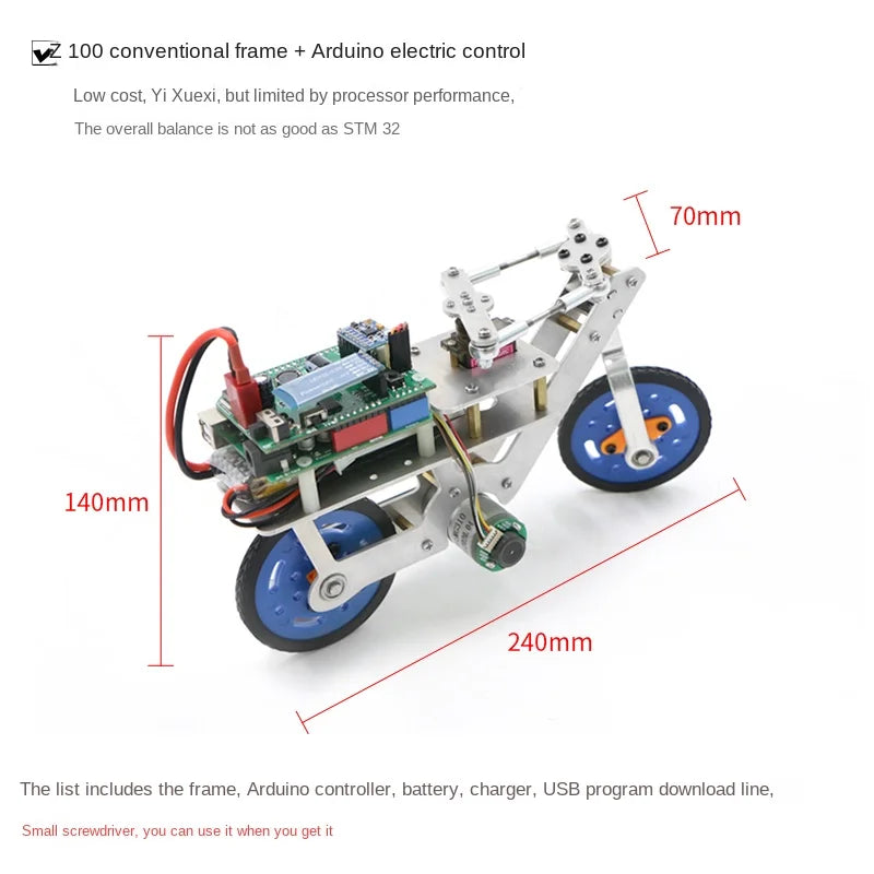 Self-Balancing Metal CNC Machined Mini Bike For Arduino Robot Car with IOS-APP Control RC Tank Metal Motorcycle UNO Kit