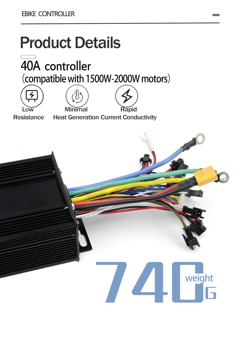 48V/52V 2000W Electric Bike Conversion Kit - Brushless Gearless Hub Motor (Front / Rear) with MTX39 Rim & 40A Controller
