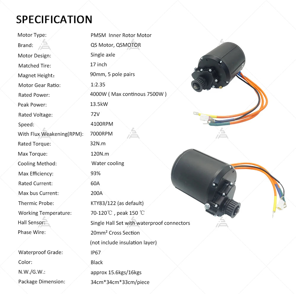 NEW Motor Kit SIAECOSYS/QSMOTOR Liquid Cooled 138 V3 4000W 90H Mid Drive Motor with Gearbox Matched with EM200-2 Controller