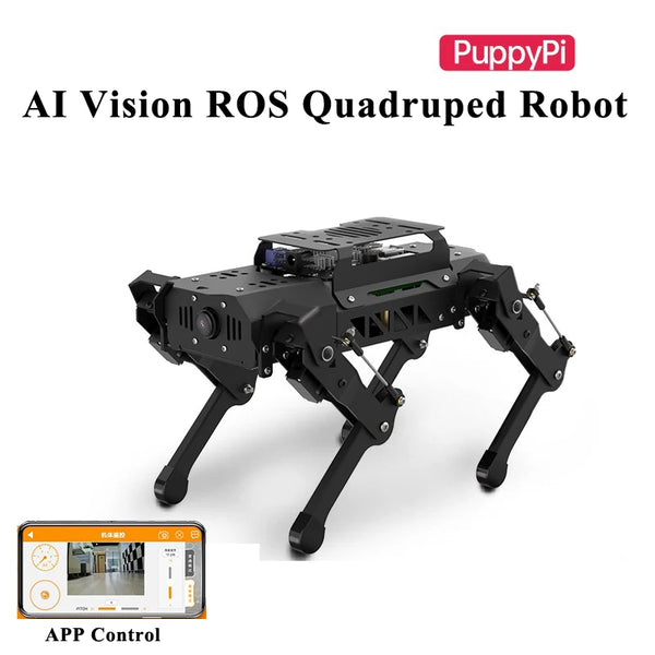 Hiwonder Metal Quadruped AI ROS Robot Dog Puppypi Bionic 4-Legged Intelligent Programming Ai Visual Recognition for Raspberry Pi