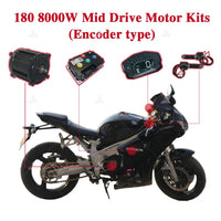 QSMOTOR 180 8000W 72V 90H Encoder Mid drive Motor Conversion Kit With Fardriver ND721200 Controller