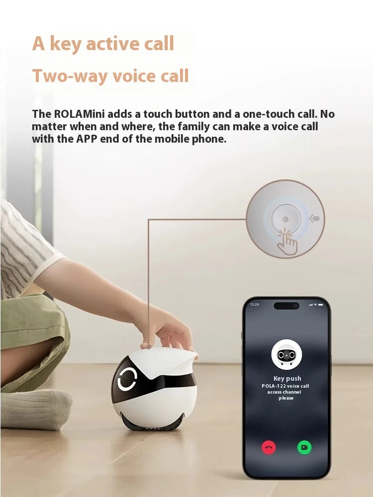 Rolamini Intelligent Robot Kids Pet Companionship Mobile Camera Remote Control 5000mah Long Battery Life Potable For Kids Pet