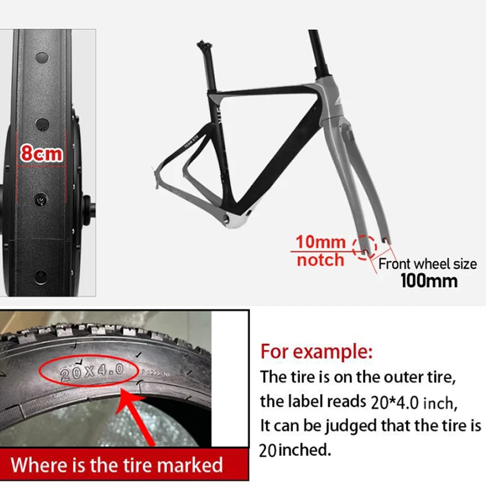 Fat Tire Electric Bike Kit 36V/48V 500W - Snow & Sand E-Bike Hub Motor Kit (20", 24", 26" × 4.0")