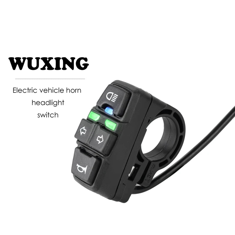 24-96V Universal Voltage E-bike Horn Headlight Switch for Electric Vehicle Motorbike Accessories with Turn Signal