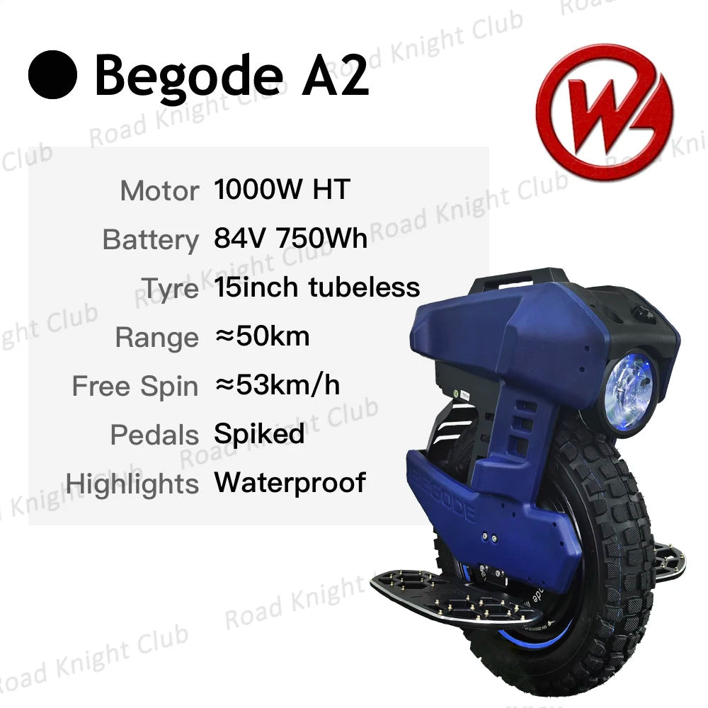 2023 NEW Begode A2 Electric Unicycle Gotway 84V 750Wh 1000W Begode A2 ...