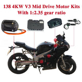 QSMOTOR 138 90H V3 4KW 7200rpm with 1:2.35 gear box Mid Drive Motor Kits with ND72680 Controller 350A 680A