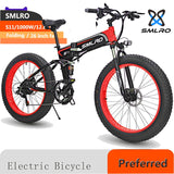 Powerful SMLRO S11 1000W Folding Ebike Convenient and Durable Aluminum Alloy Fat Electric Bicycle for Men and Women