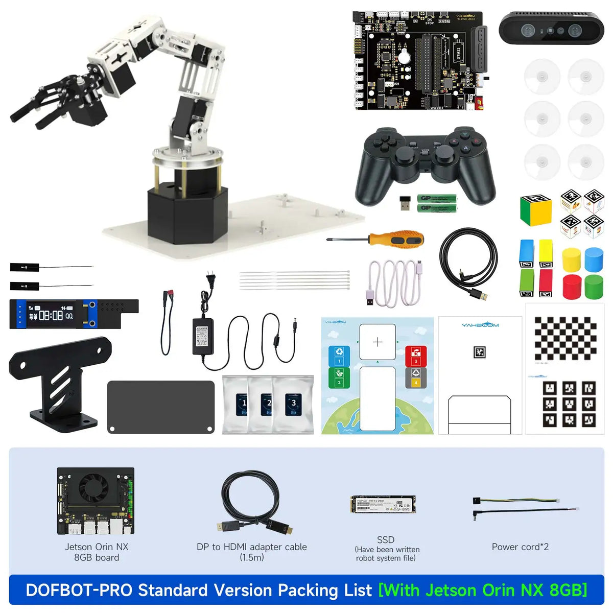 DOFBOT PRO 6DOF Robotic Arm ROS Python Programming Learning Kit with 3D Deep Point Cloud Recognition Gripping for Jetson Orin