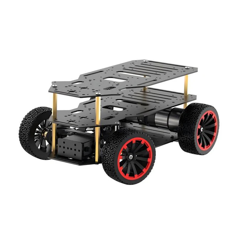 4WD Assembled Metal Ackerman Robot Car Chassis with 5KG Load Dual Encoder Motor Front Wheel Servo Steering ROS Robot Base Kit